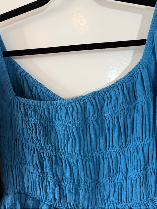 Free People Sunnier With You Blue Smocked Square-Neck Mini Dress XS - Picture 6 of 13